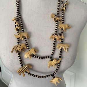 Safari animal necklace and earrings set